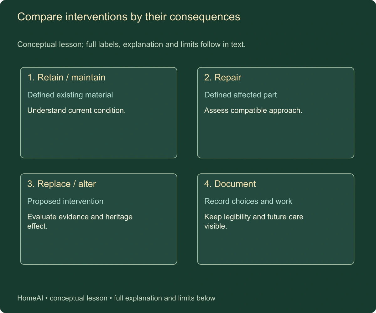 Compare interventions by their consequences. Conceptual lesson; full labels, explanation and limits follow in text.